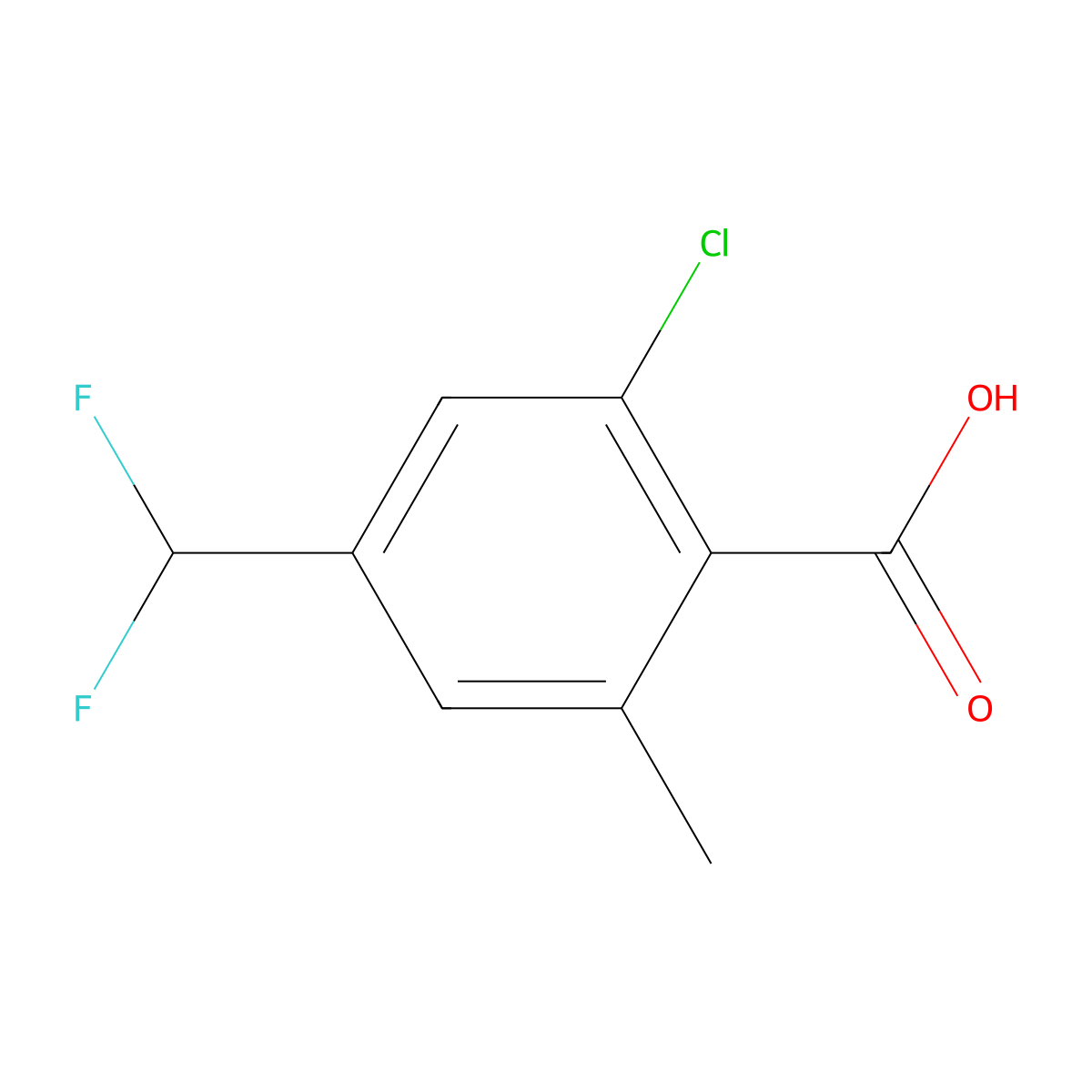 2-Chloro-4-(difluoromethyl)-6-methylbenzoic acid molecular structure, CAS 2248407-42-1