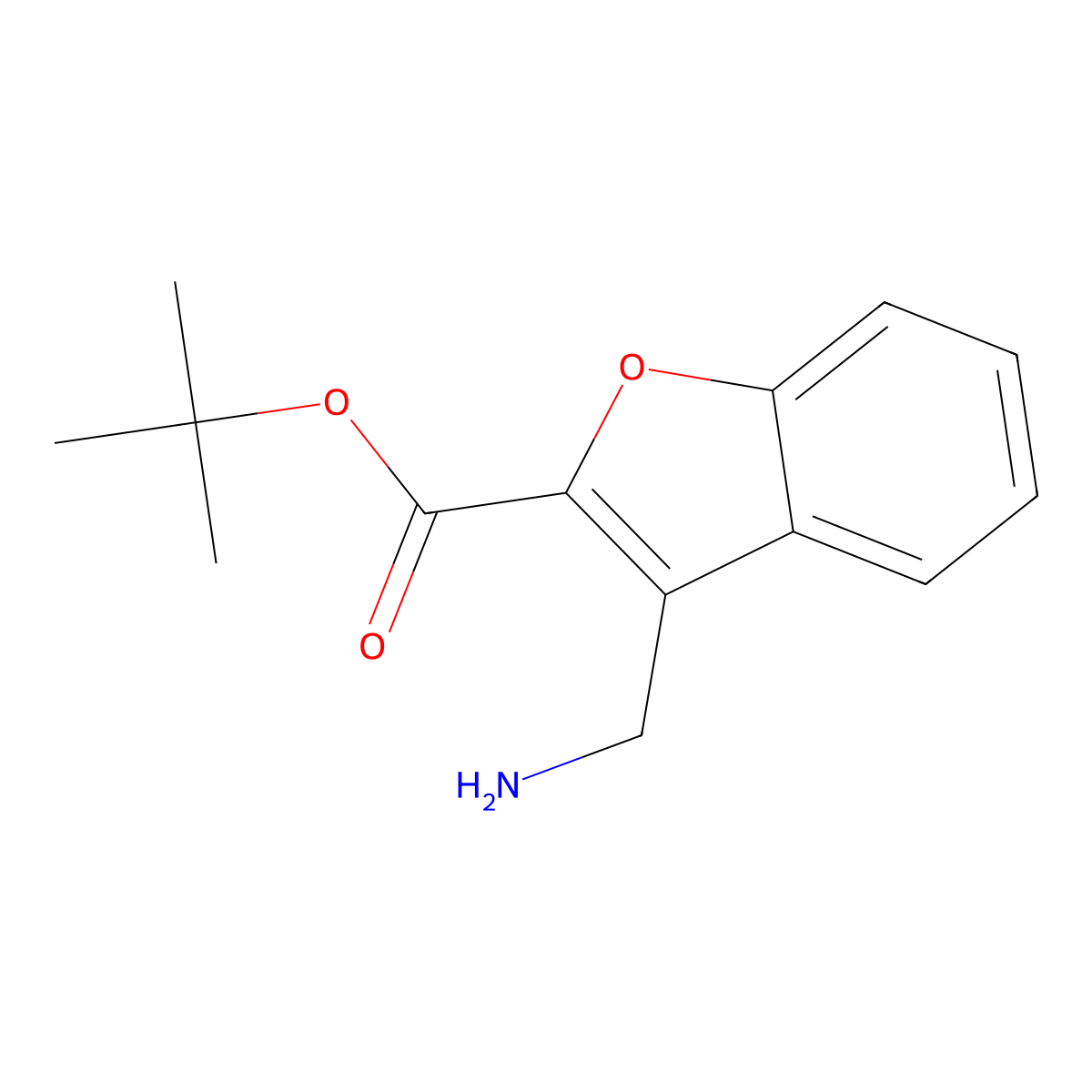 Tert-butyl 3-(aminomethyl)-1-benzofuran-2-carboxylate molecular structure, CAS 2248408-14-0