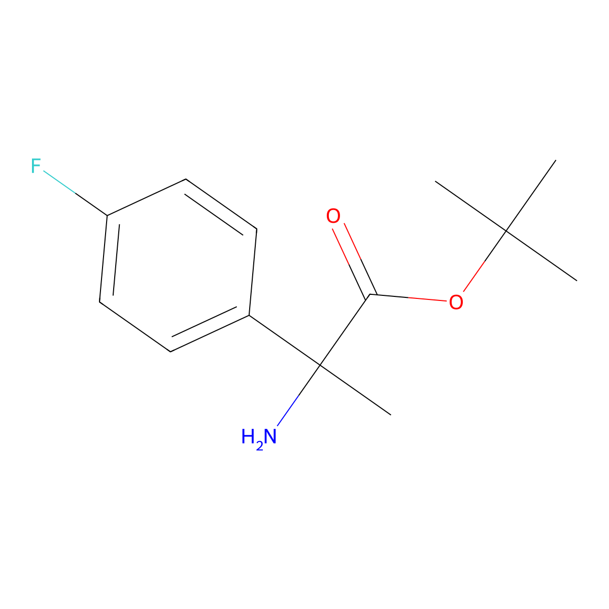 Tert-butyl 2-amino-2-(4-fluorophenyl)propanoate molecular structure, CAS 2248408-22-0