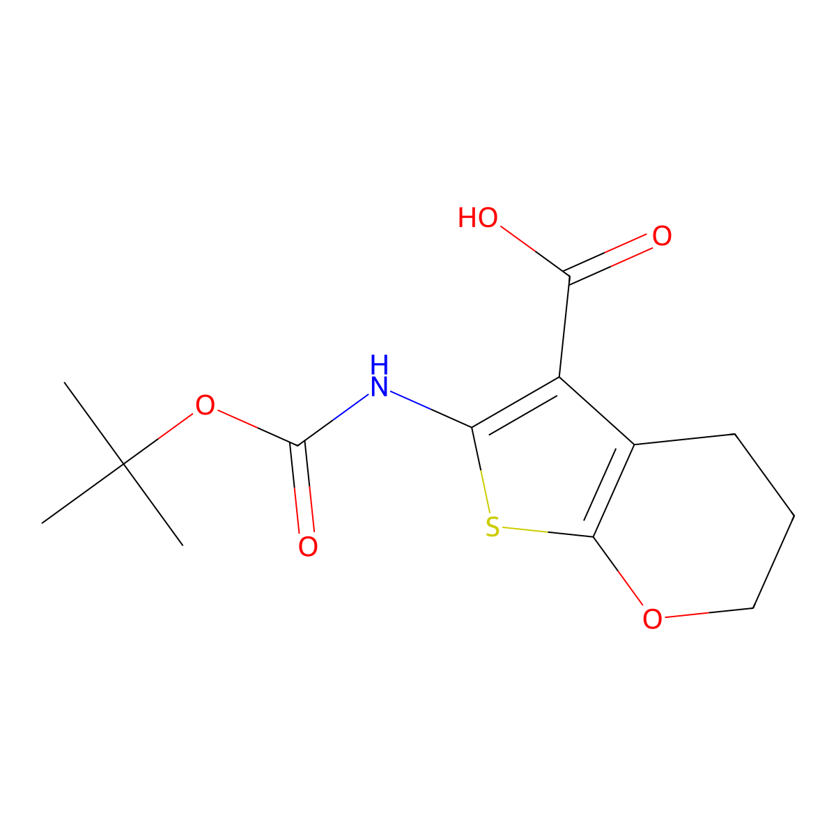 6-{[(tert-butoxy)carbonyl]amino}-2H,3H,4H-thieno[2,3-b]pyran-5-carboxylic acid molecular structure, CAS 2248408-43-5