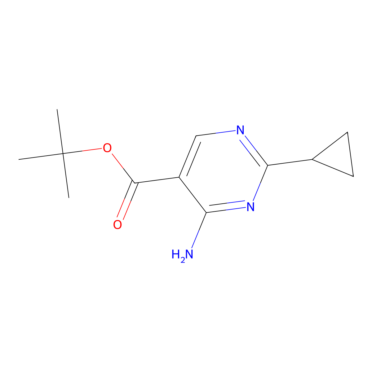 Tert-butyl 4-amino-2-cyclopropylpyrimidine-5-carboxylate molecular structure, CAS 2248408-51-5