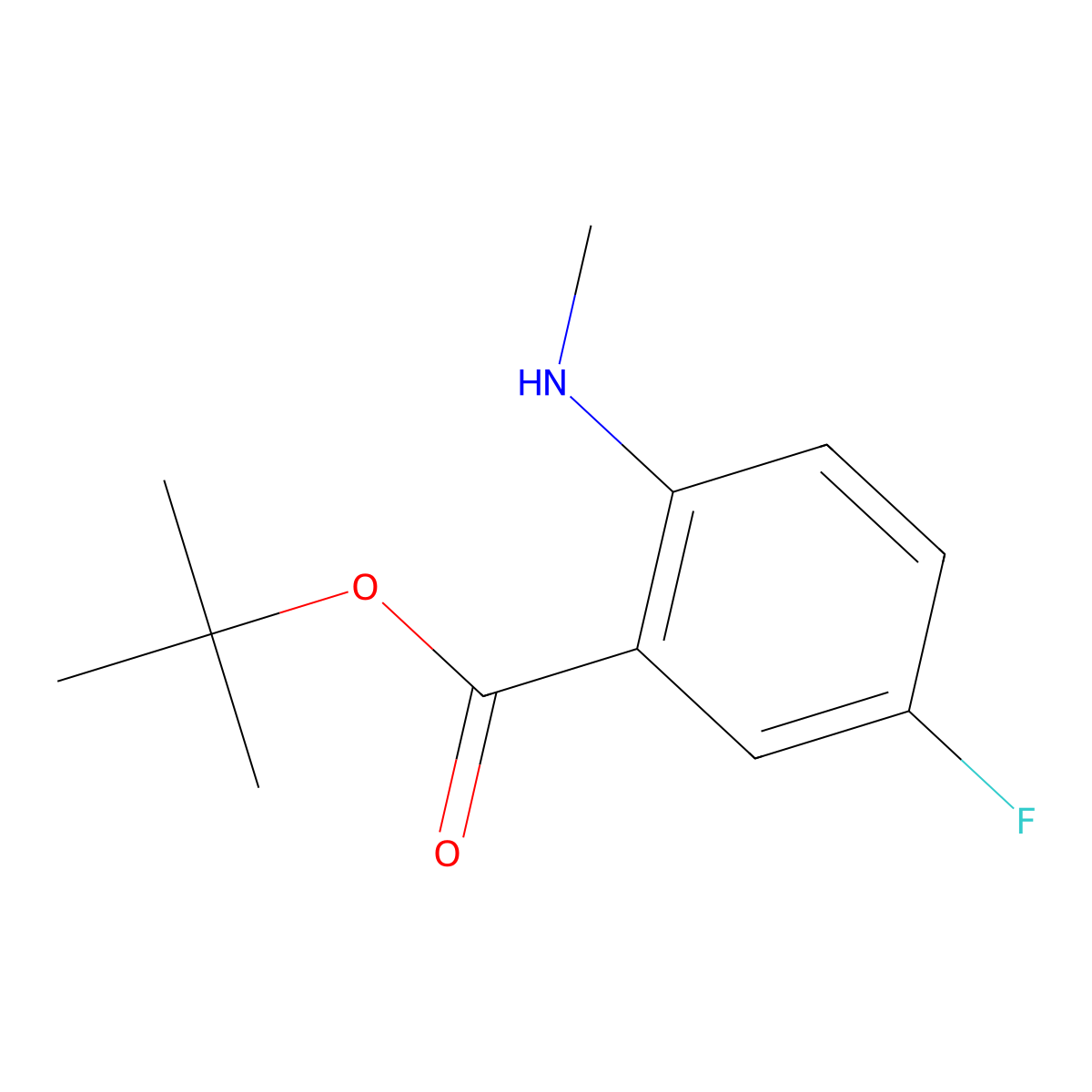 Tert-butyl 5-fluoro-2-(methylamino)benzoate molecular structure, CAS 2248408-58-2