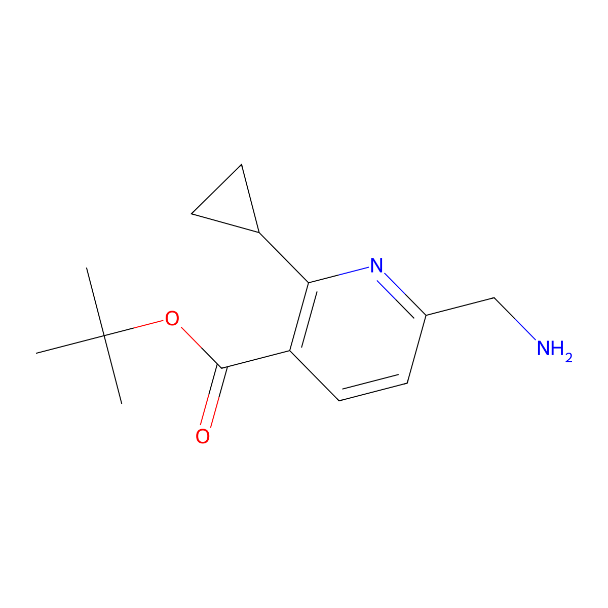 Tert-butyl 6-(aminomethyl)-2-cyclopropylpyridine-3-carboxylate molecular structure, CAS 2248409-03-0