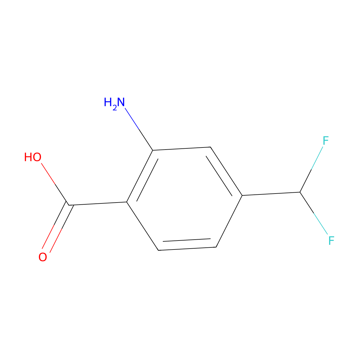 2-Amino-4-(difluoromethyl)benzoic acid molecular structure, CAS 2248409-08-5