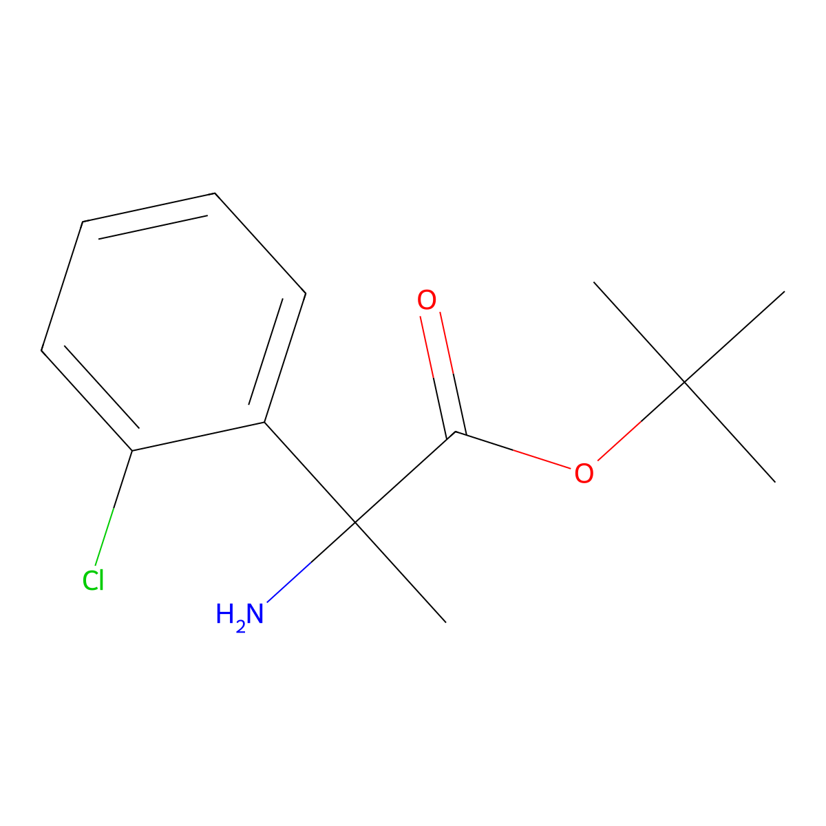 Tert-butyl 2-amino-2-(2-chlorophenyl)propanoate molecular structure, CAS 2248409-31-4