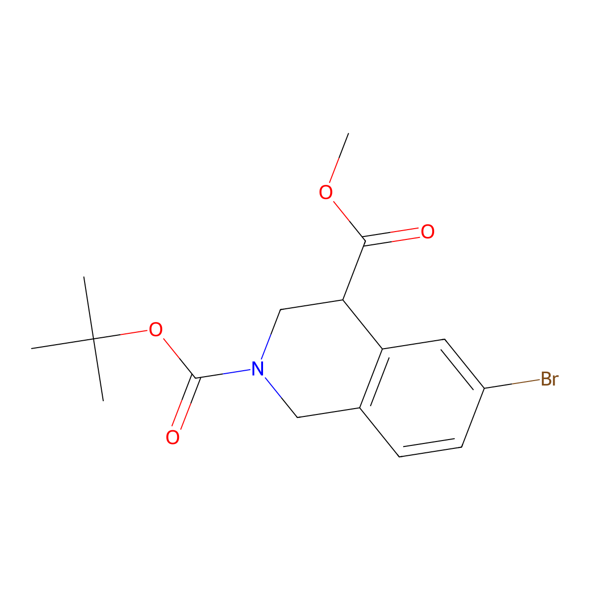2-Tert-butyl 4-methyl 6-bromo-1,2,3,4-tetrahydroisoquinoline-2,4-dicarboxylate molecular structure, CAS 2248409-78-9