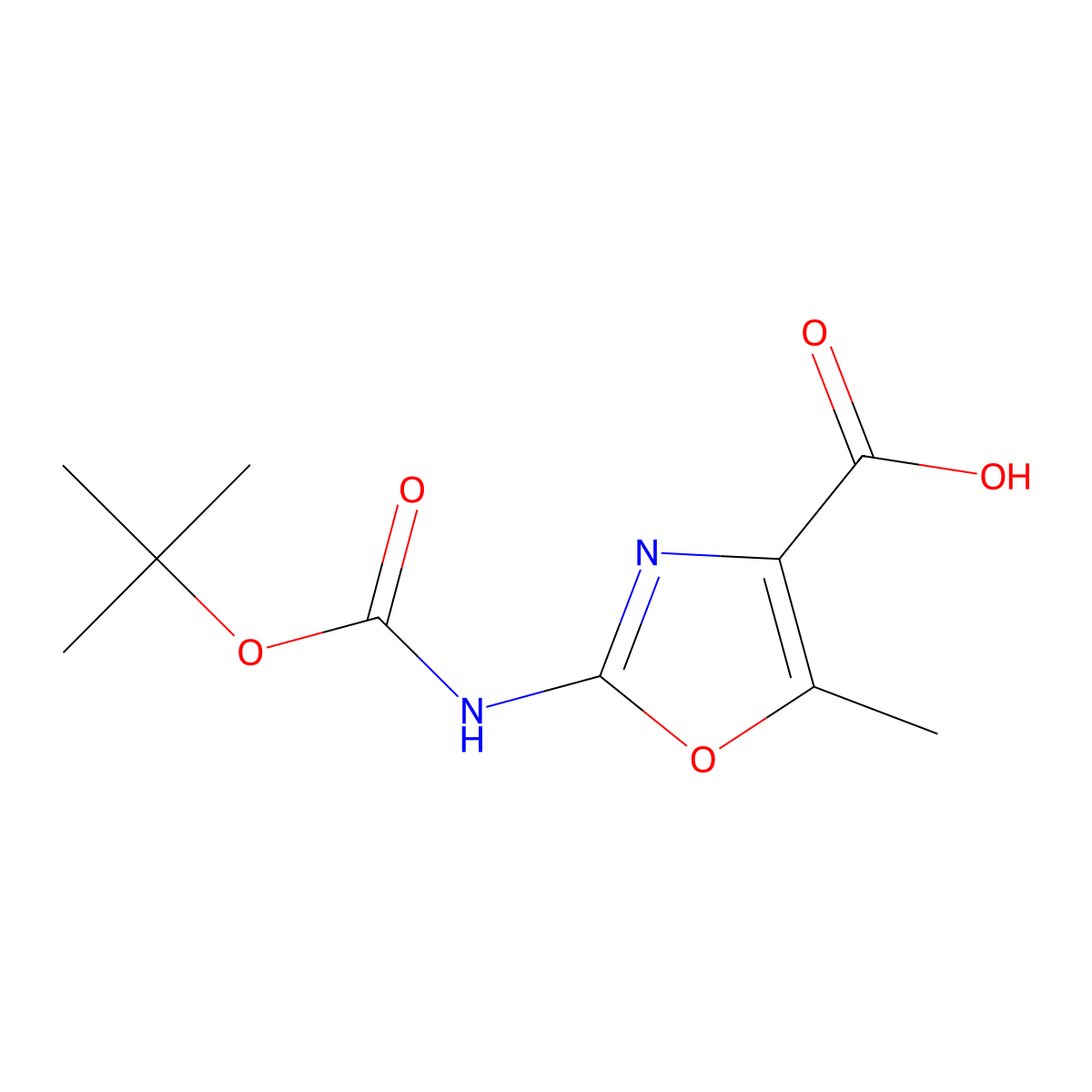 2-{[(Tert-butoxy)carbonyl]amino}-5-methyl-1,3-oxazole-4-carboxylic acid molecular structure, CAS 2248410-08-2