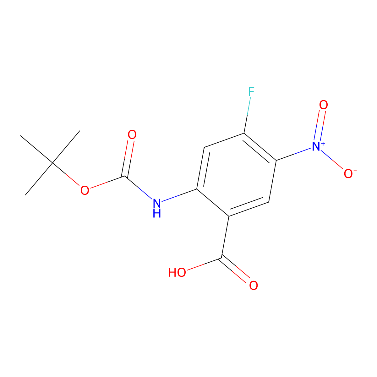2-{[(Tert-butoxy)carbonyl]amino}-4-fluoro-5-nitrobenzoic acid molecular structure, CAS 2248410-54-8