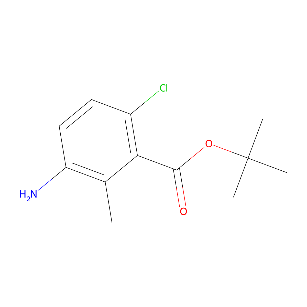 Tert-butyl 3-amino-6-chloro-2-methylbenzoate molecular structure, CAS 2248410-56-0
