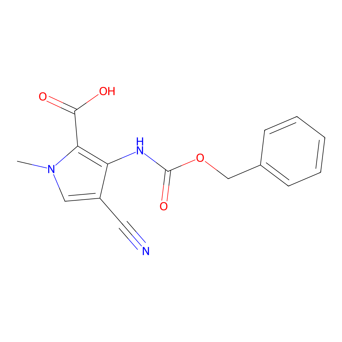 3-{[(benzyloxy)carbonyl]amino}-4-cyano-1-methyl-1H-pyrrole-2-carboxylic acid molecular structure, CAS 2248411-23-4