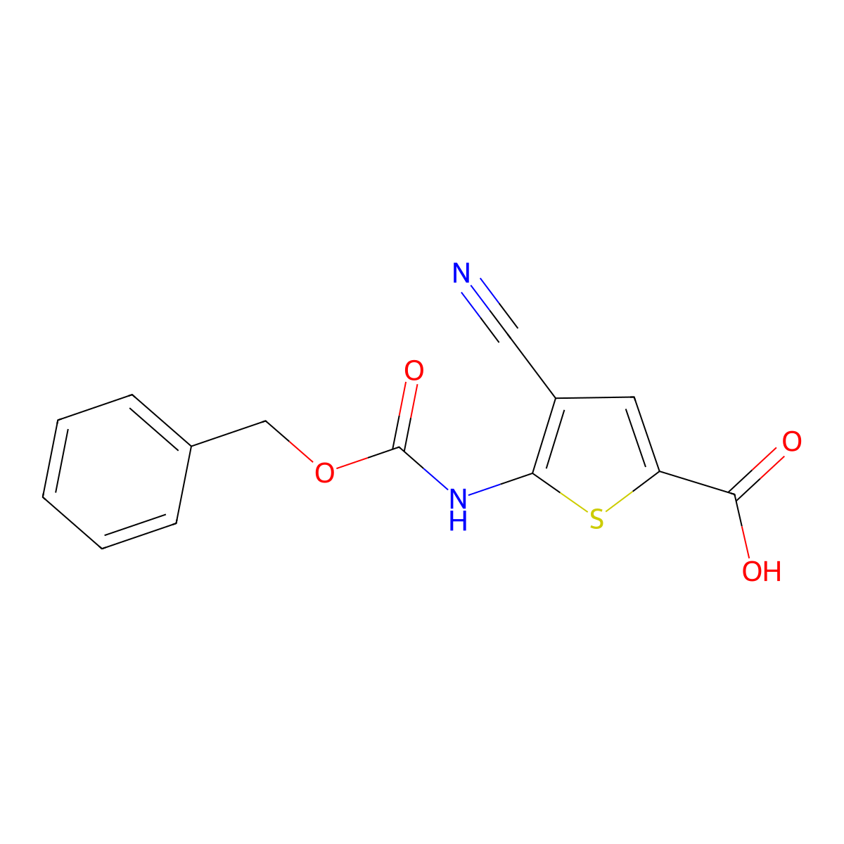 5-{[(Benzyloxy)carbonyl]amino}-4-cyanothiophene-2-carboxylic acid molecular structure, CAS 2248411-33-6
