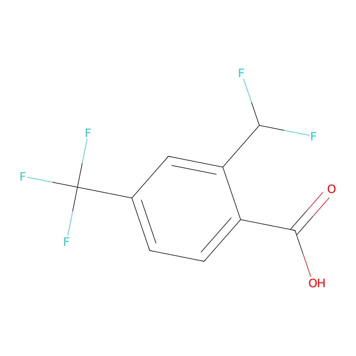 2-(Difluoromethyl)-4-(trifluoromethyl)benzoic acid molecular structure, CAS 2248411-76-7