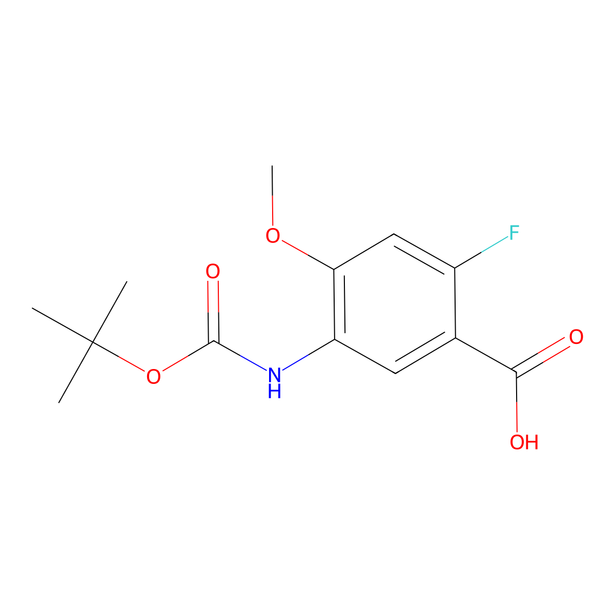 5-{[(Tert-butoxy)carbonyl]amino}-2-fluoro-4-methoxybenzoic acid molecular structure, CAS 2248412-95-3