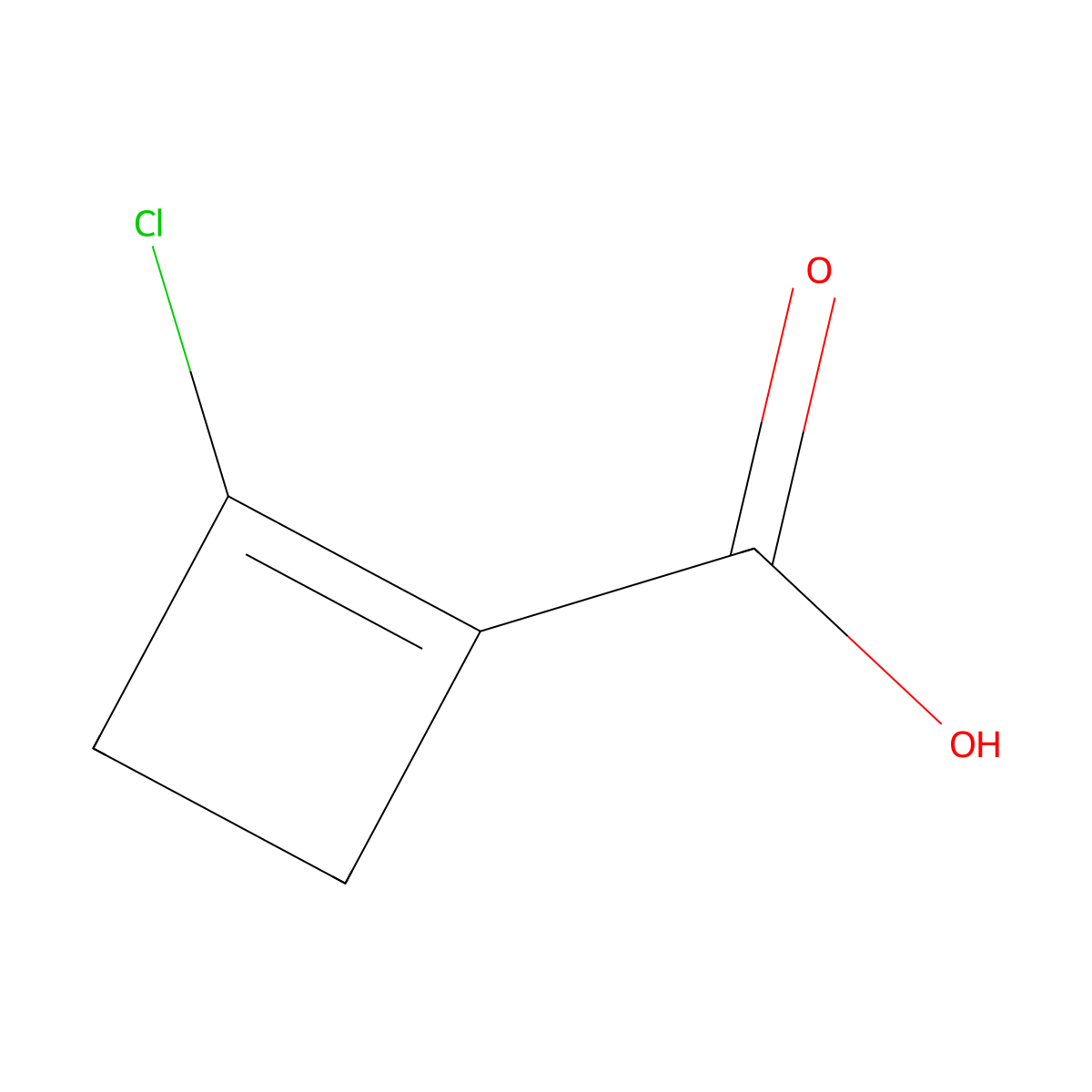 2-Chlorocyclobutene-1-carboxylic acid molecular structure, CAS 2248413-15-0