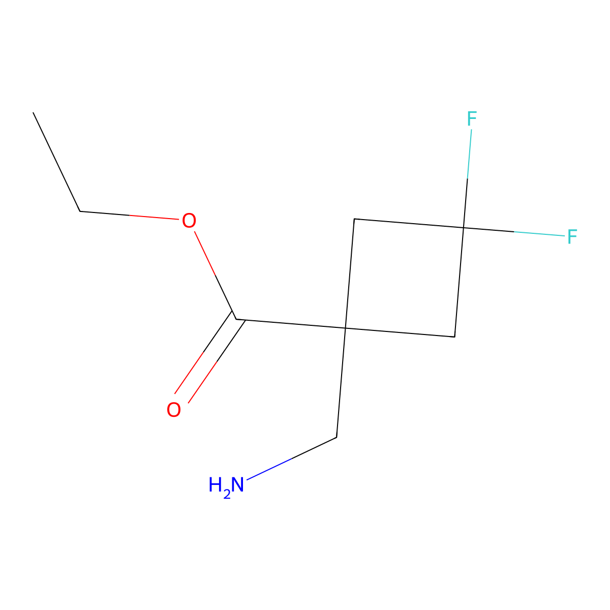 Ethyl 1-(aminomethyl)-3,3-difluorocyclobutane-1-carboxylate molecular structure, CAS 2248414-09-5