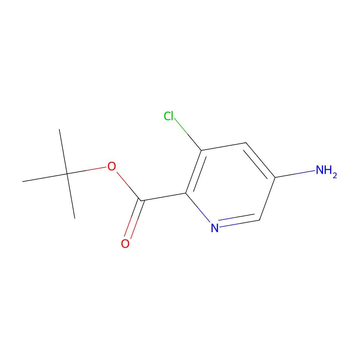 Tert-butyl 5-amino-3-chloropyridine-2-carboxylate molecular structure, CAS 2248414-34-6