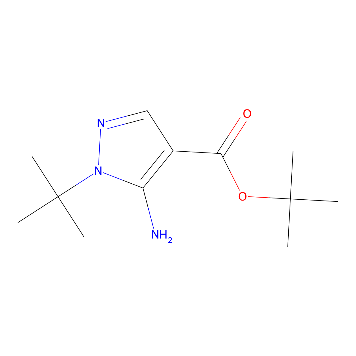 tert-butyl 5-amino-1-tert-butyl-1H-pyrazole-4-carboxylate molecular structure, CAS 2248414-36-8