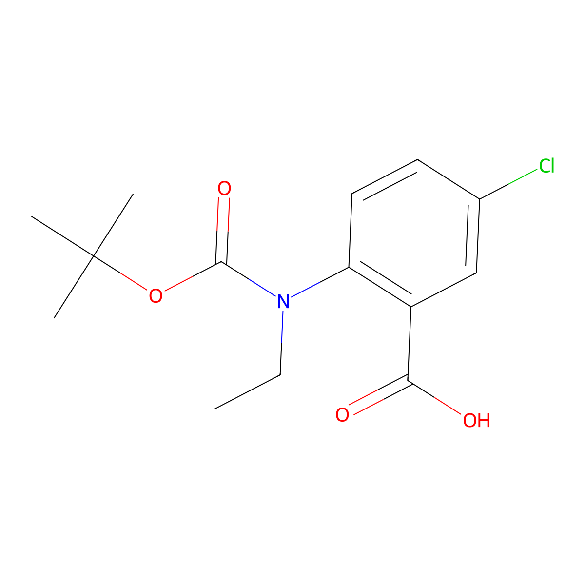 2-{[(Tert-butoxy)carbonyl](ethyl)amino}-5-chlorobenzoic acid molecular structure, CAS 2248414-47-1