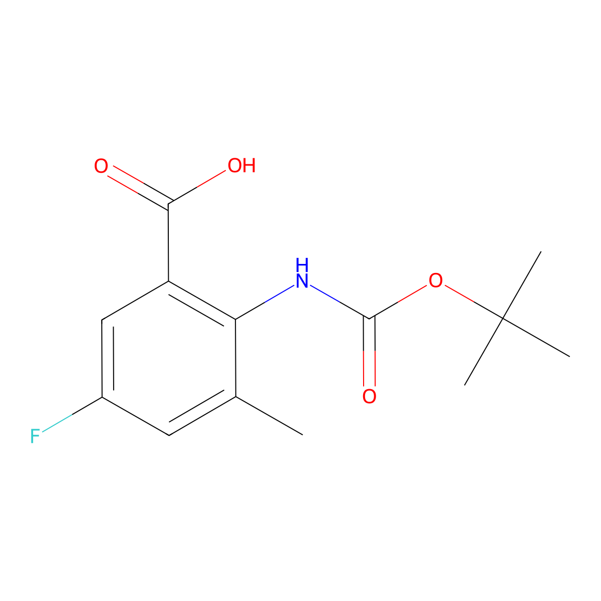 2-{[(Tert-butoxy)carbonyl]amino}-5-fluoro-3-methylbenzoic acid molecular structure, CAS 2248414-73-3