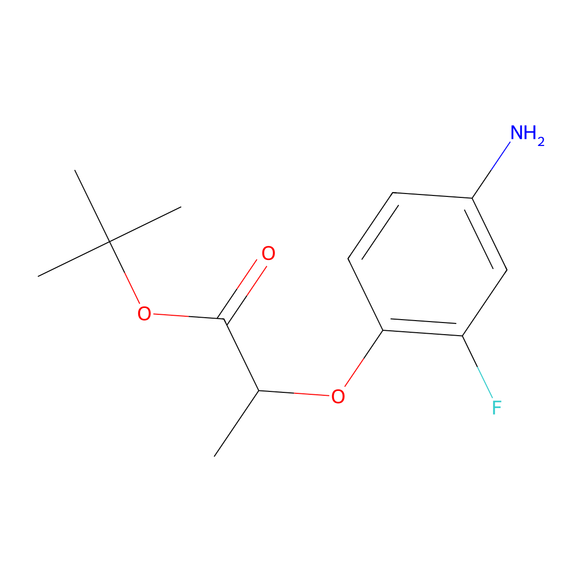 Tert-butyl 2-(4-amino-2-fluorophenoxy)propanoate molecular structure, CAS 2248415-35-0