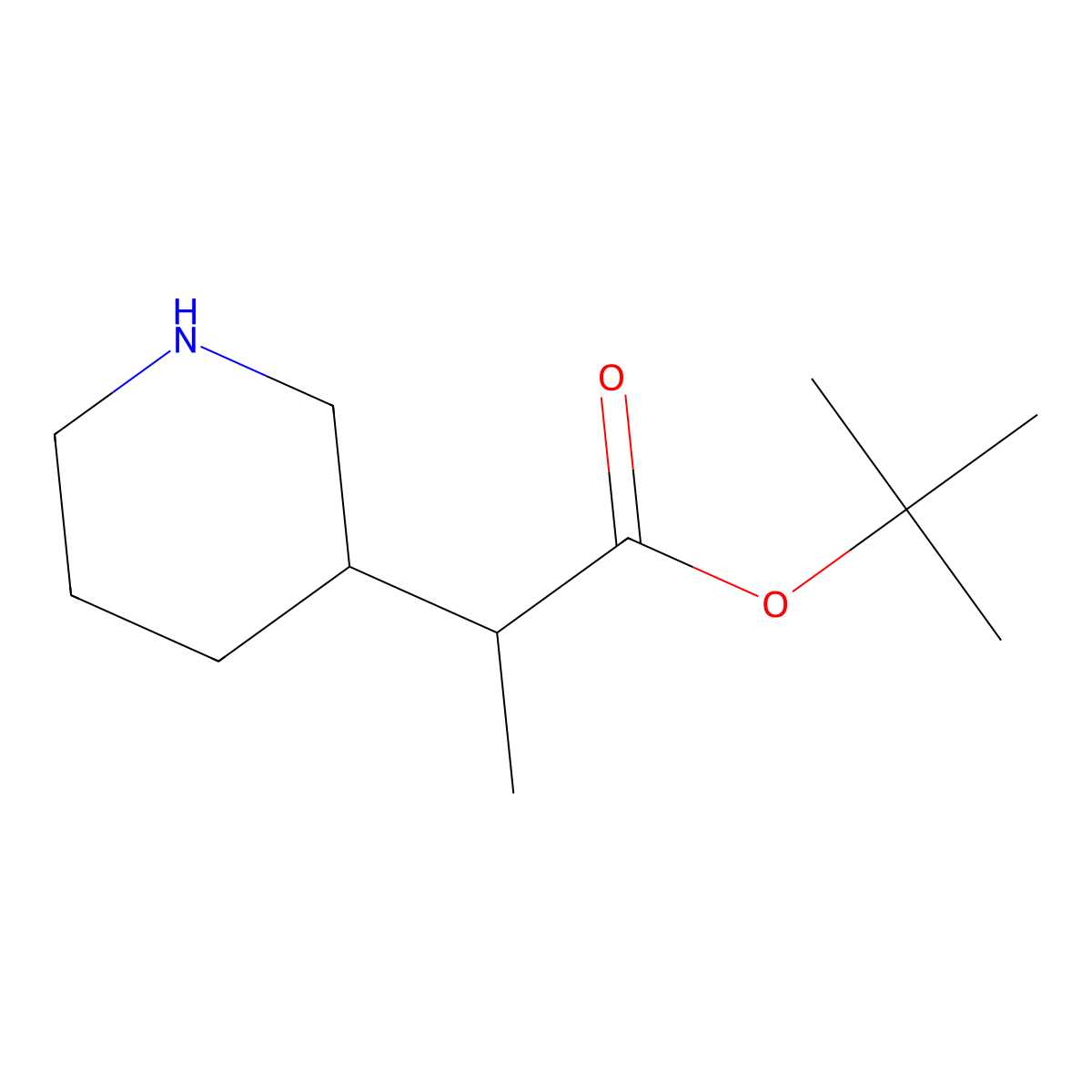 Tert-butyl 2-(piperidin-3-yl)propanoate molecular structure, CAS 2248416-40-0