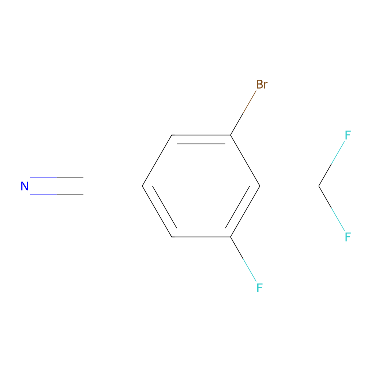 3-Bromo-4-(difluoromethyl)-5-fluorobenzonitrile molecular structure, CAS 2248416-42-2