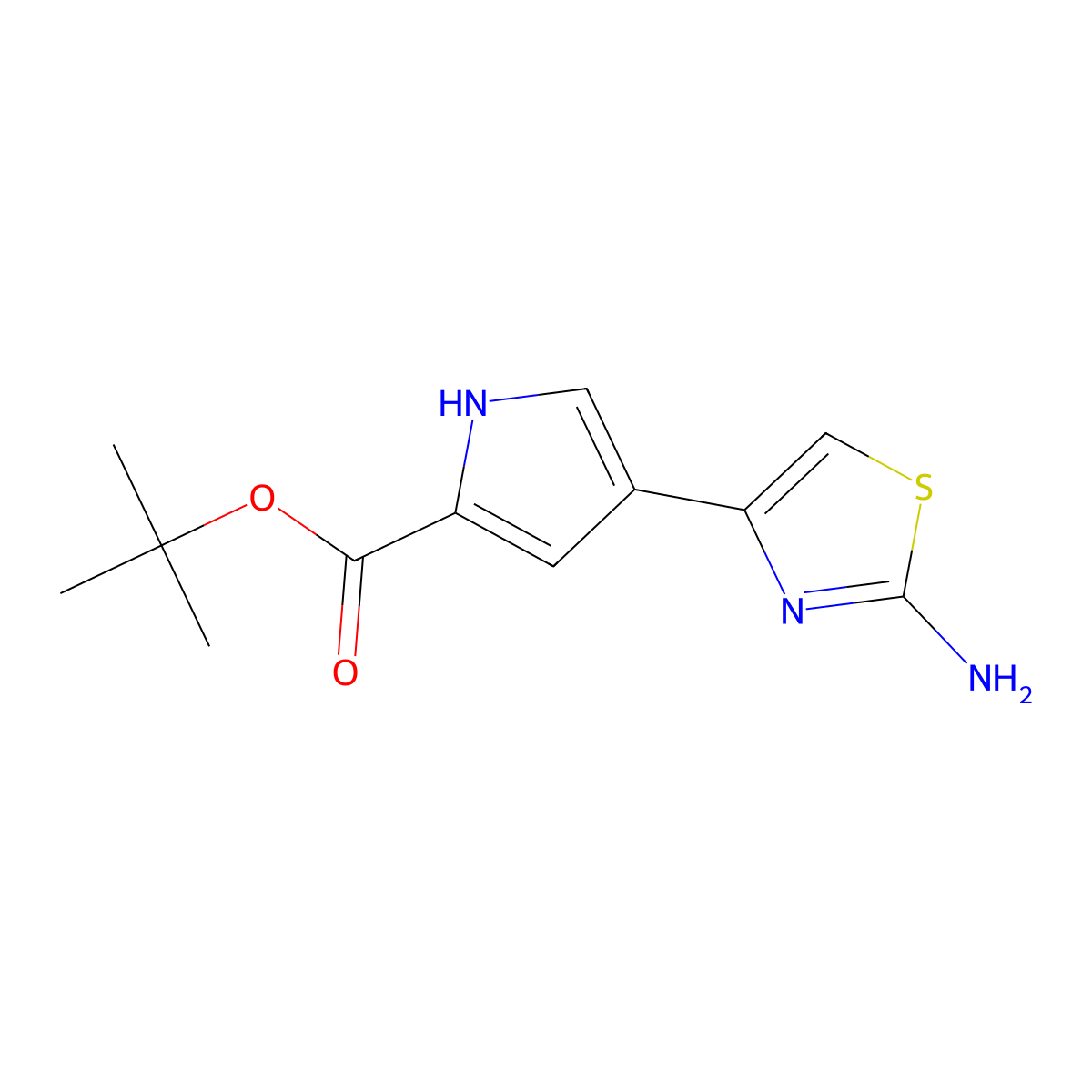 Tert-butyl 4-(2-amino-1,3-thiazol-4-yl)-1H-pyrrole-2-carboxylate molecular structure, CAS 2248416-59-1