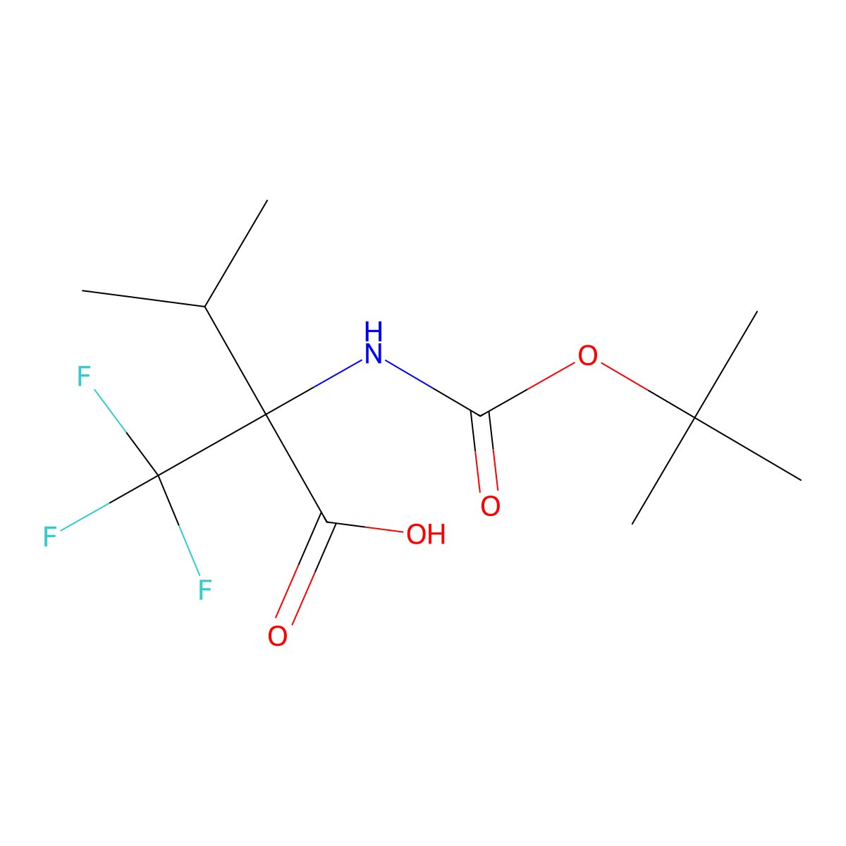 2-(((Tert-butoxy)carbonyl)amino)-3-methyl-2-(trifluoromethyl)butanoic acid molecular structure, CAS 2248417-16-3