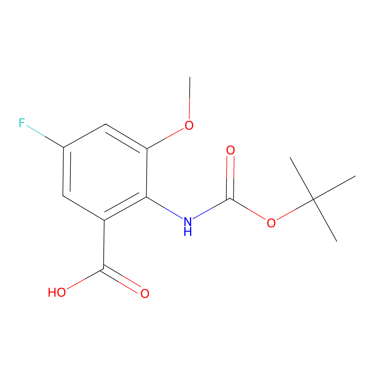 2-{[(Tert-butoxy)carbonyl]amino}-5-fluoro-3-methoxybenzoic acid molecular structure, CAS 2248417-38-9
