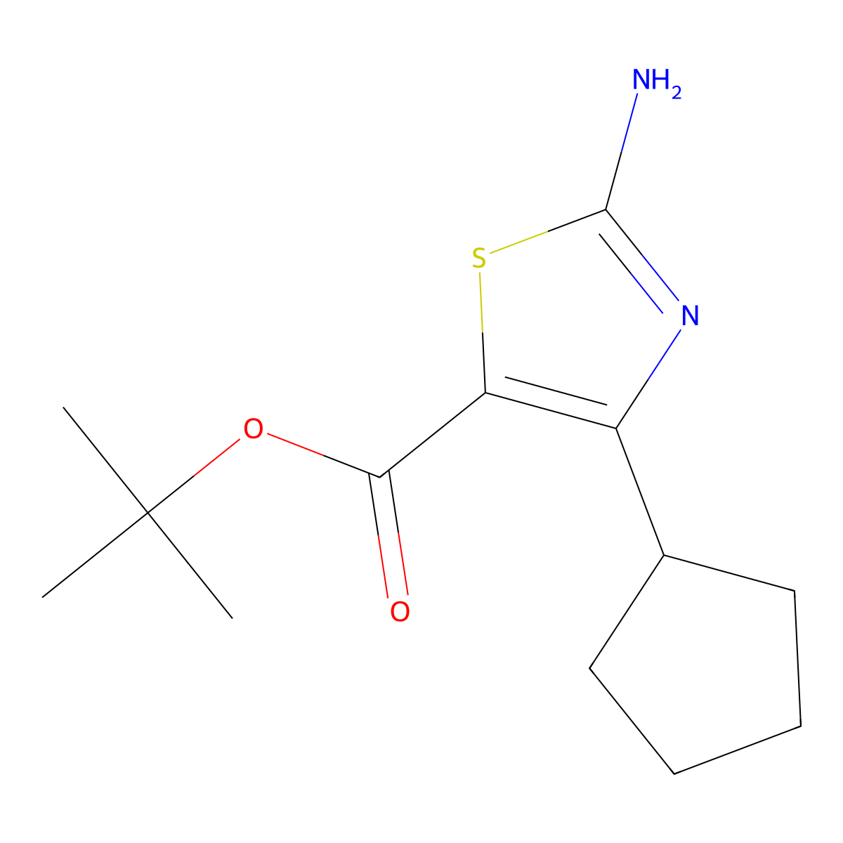 Tert-butyl 2-amino-4-cyclopentyl-1,3-thiazole-5-carboxylate molecular structure, CAS 2248417-72-1