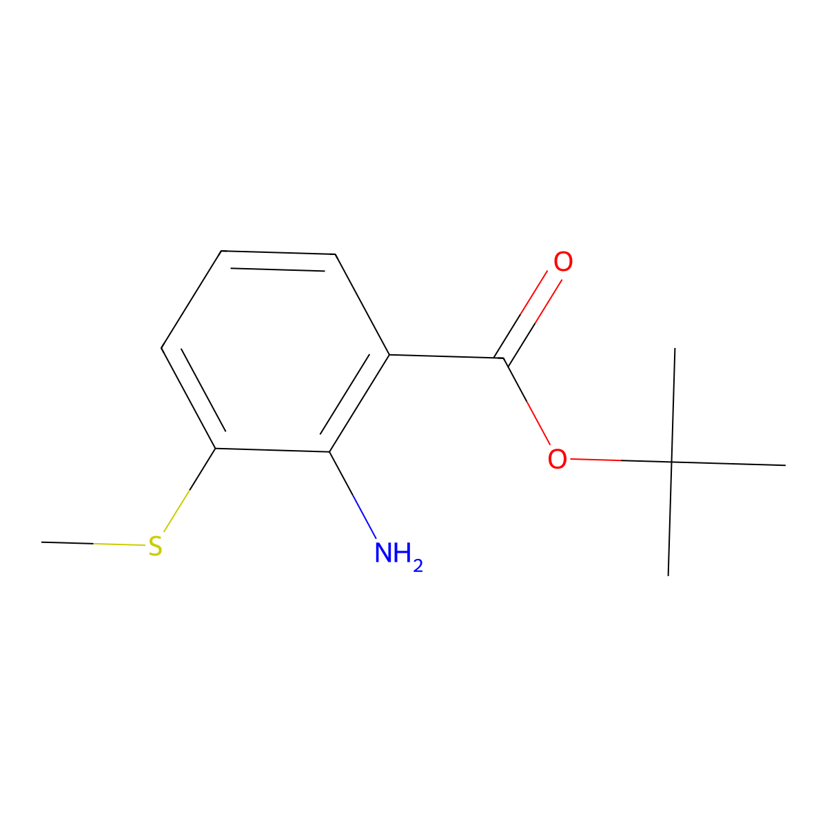 Tert-butyl 2-amino-3-(methylsulfanyl)benzoate molecular structure, CAS 2248417-74-3