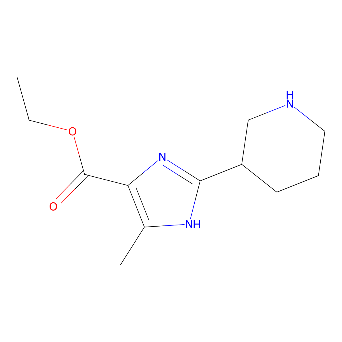 ethyl 4-methyl-2-(piperidin-3-yl)-1H-imidazole-5-carboxylate molecular structure, CAS 2248417-82-3