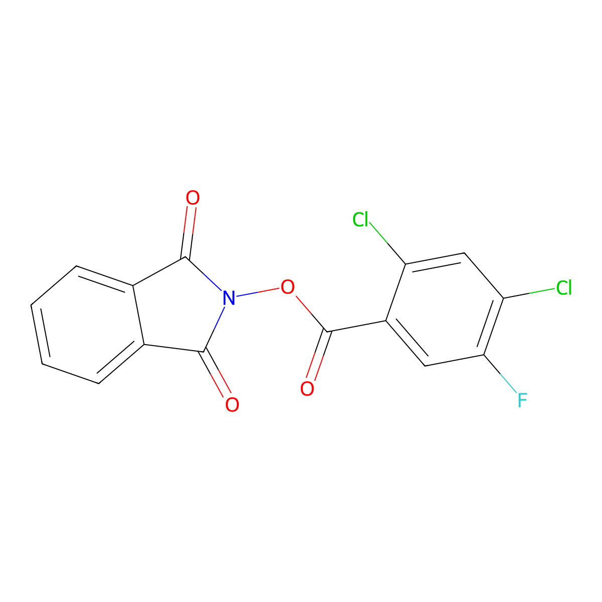 1,3-Dihydro-1,3-dioxo-2H-isoindol-2-YL 2,4-dichloro-5-fluorobenzoate molecular structure, CAS 2248417-84-5