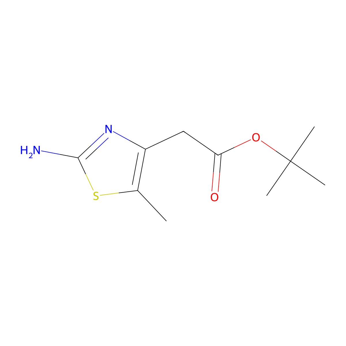 Tert-butyl 2-(2-amino-5-methyl-1,3-thiazol-4-yl)acetate molecular structure, CAS 2248417-93-6