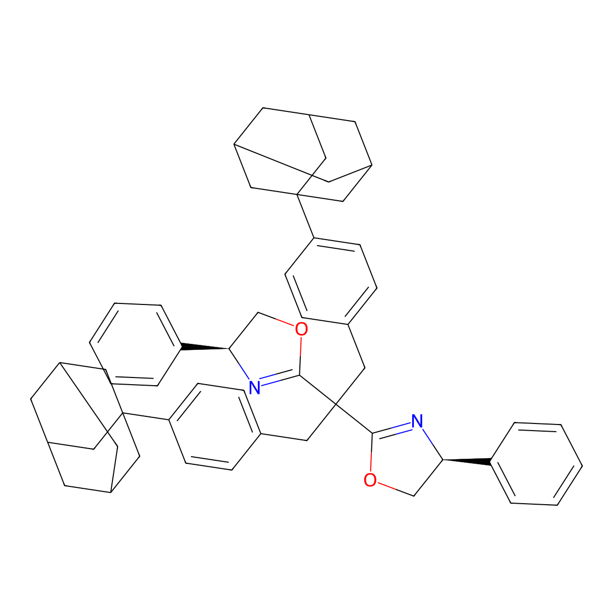 (4S,4'S)-2,2'-(1,3-Bis(4-(adamantan-1-yl)phenyl)propane-2,2-diyl)bis(4-phenyl-4,5-dihydrooxazole) molecular structure, CAS 2248620-13-3