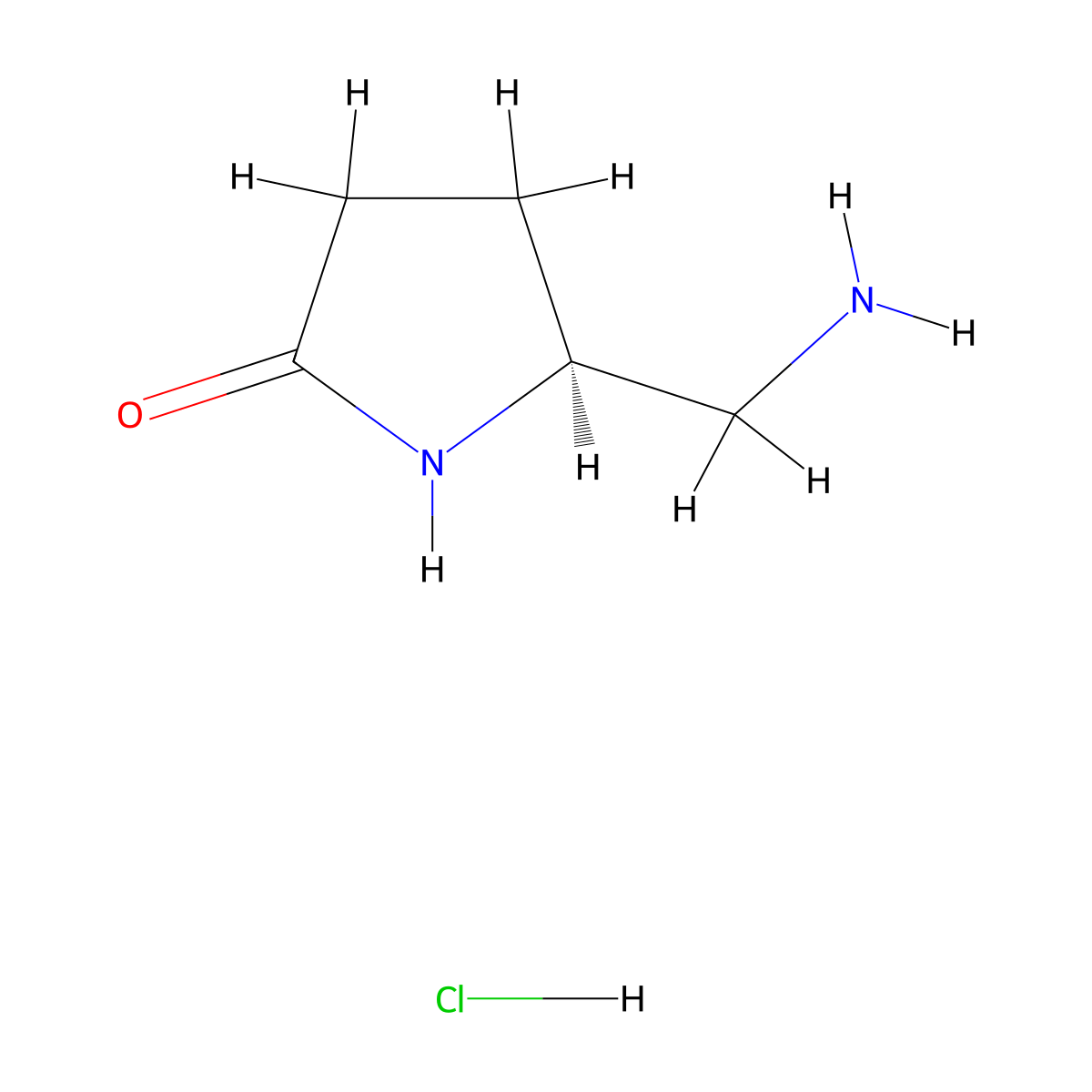 (5S)-5-(aminomethyl)pyrrolidin-2-one hydrochloride molecular structure, CAS 2248666-06-8