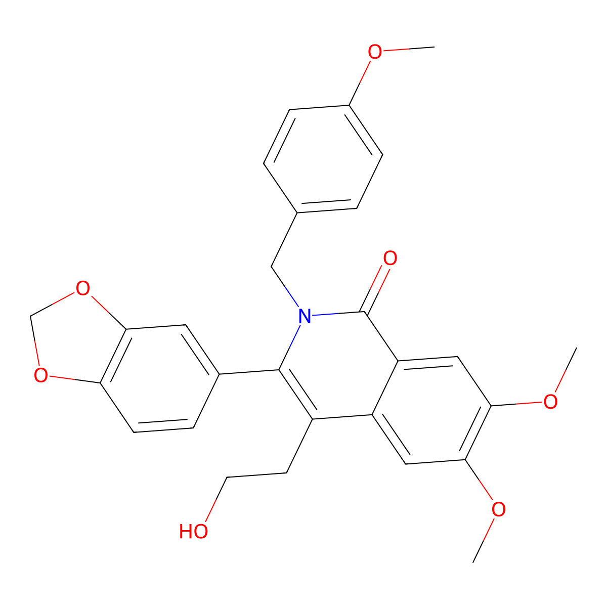 3-(Benzo[d][1,3]dioxol-5-yl)-4-(2-hydroxyethyl)-6,7-dimethoxy-2-(4-methoxybenzyl)isoquinolin-1(2H)-one molecular structure, CAS 2248702-75-0
