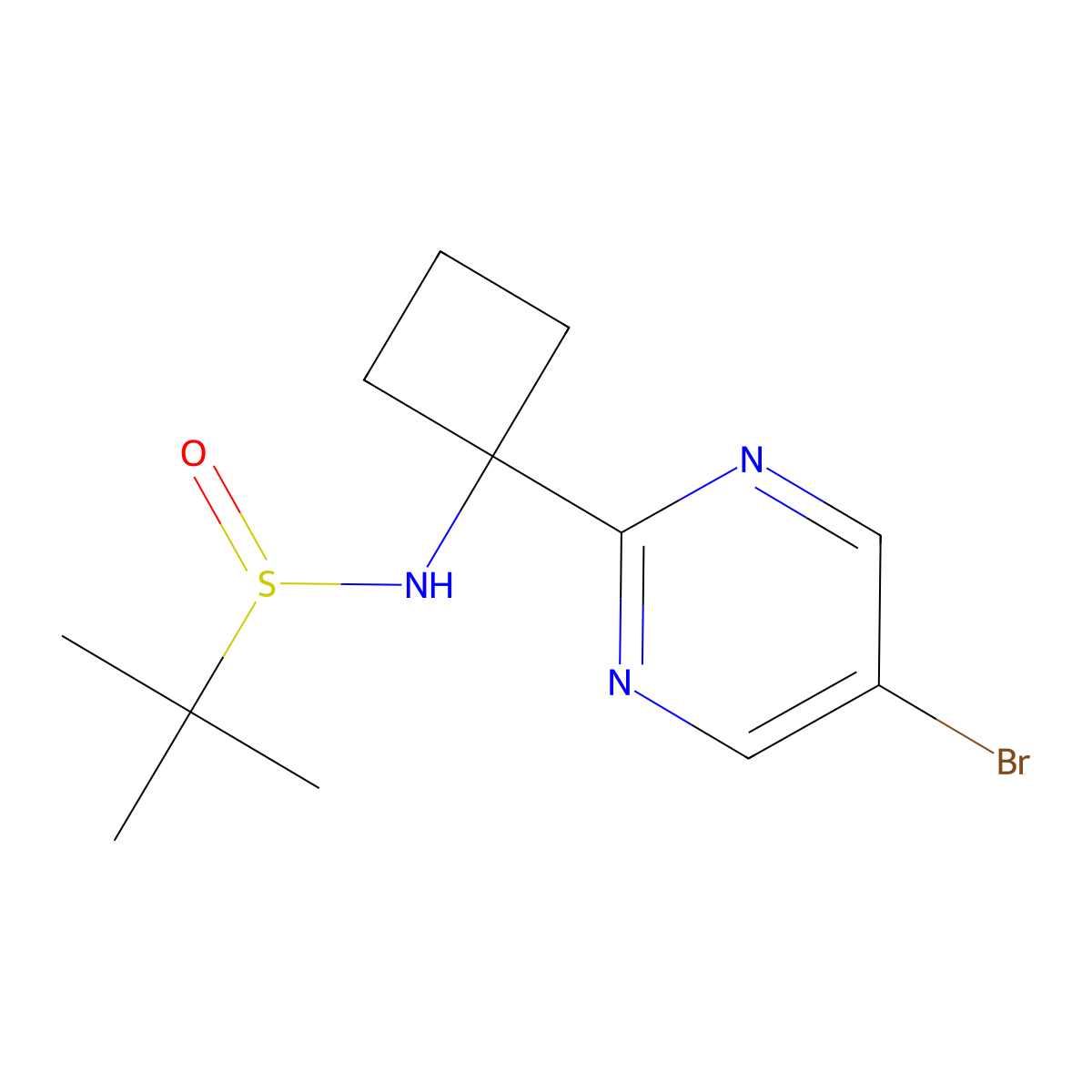 N-[1-(5-Bromo-2-pyrimidinyl)cyclobutyl]-2-methylpropane-2-sulfinamide molecular structure, CAS 2248726-84-1