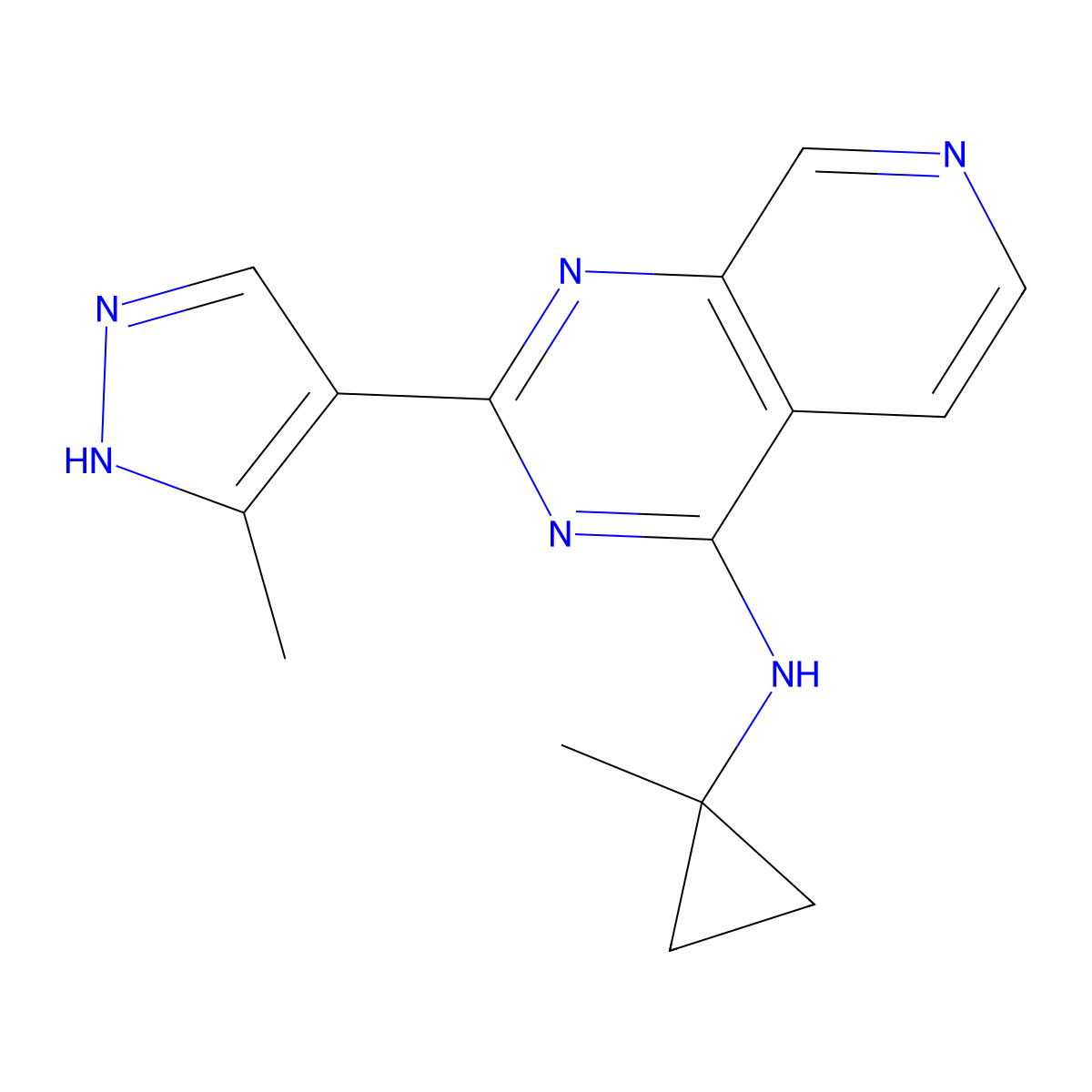 2-(3-Methyl-1H-pyrazol-4-yl)-N-(1-methylcyclopropyl)pyrido[3,4-d]pyrimidin-4-amine molecular structure, CAS 2248728-49-4