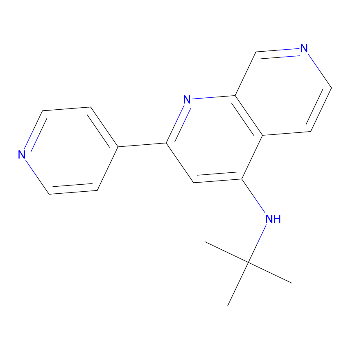 N-(Tert-butyl)-2-(pyridin-4-YL)-1,7-naphthyridin-4-amine molecular structure, CAS 2248729-26-0