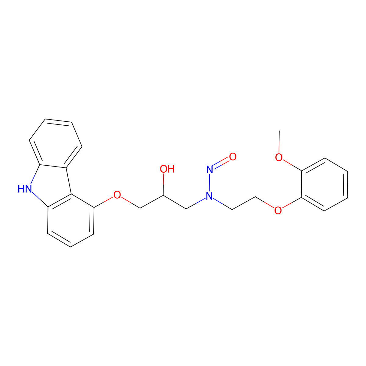 N-(3-((9H-Carbazol-4-yl)oxy)-2-hydroxypropyl)-N-(2-(2-methoxyphenoxy)ethyl)nitrous Amide molecular structure, CAS 2248746-67-8