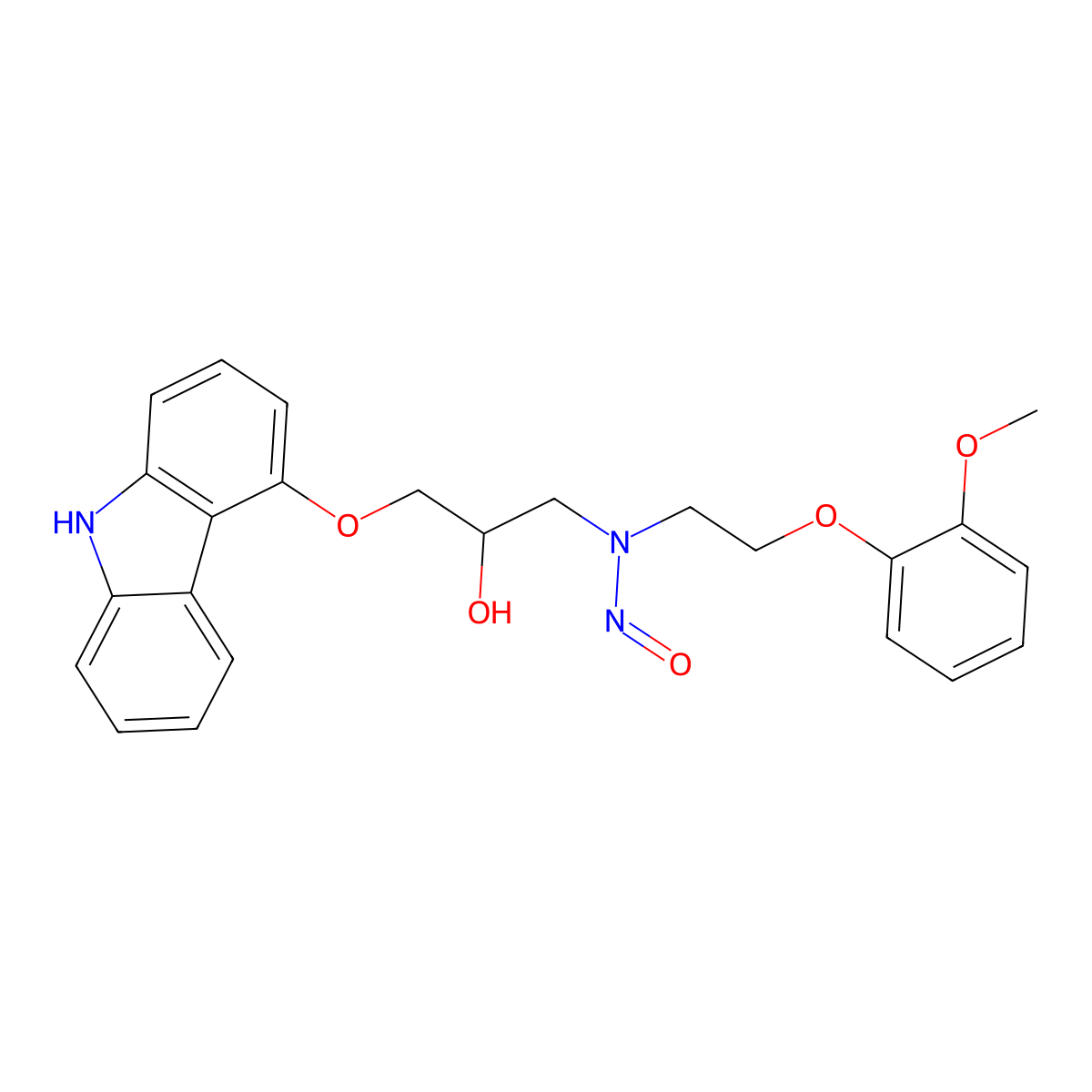 N-(3-((9H-Carbazol-4-yl)oxy)-2-hydroxypropyl)-N-(2-(2-methoxyphenoxy)ethyl)nitrous Amide molecular structure, CAS 2248746-67-8