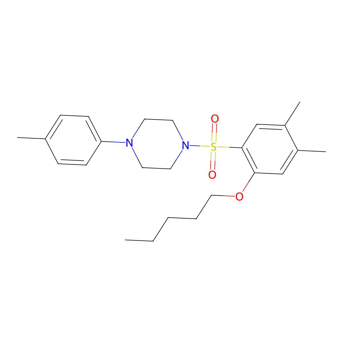 1-[4,5-Dimethyl-2-(pentyloxy)benzenesulfonyl]-4-(4-methylphenyl)piperazine molecular structure, CAS 2248828-06-8