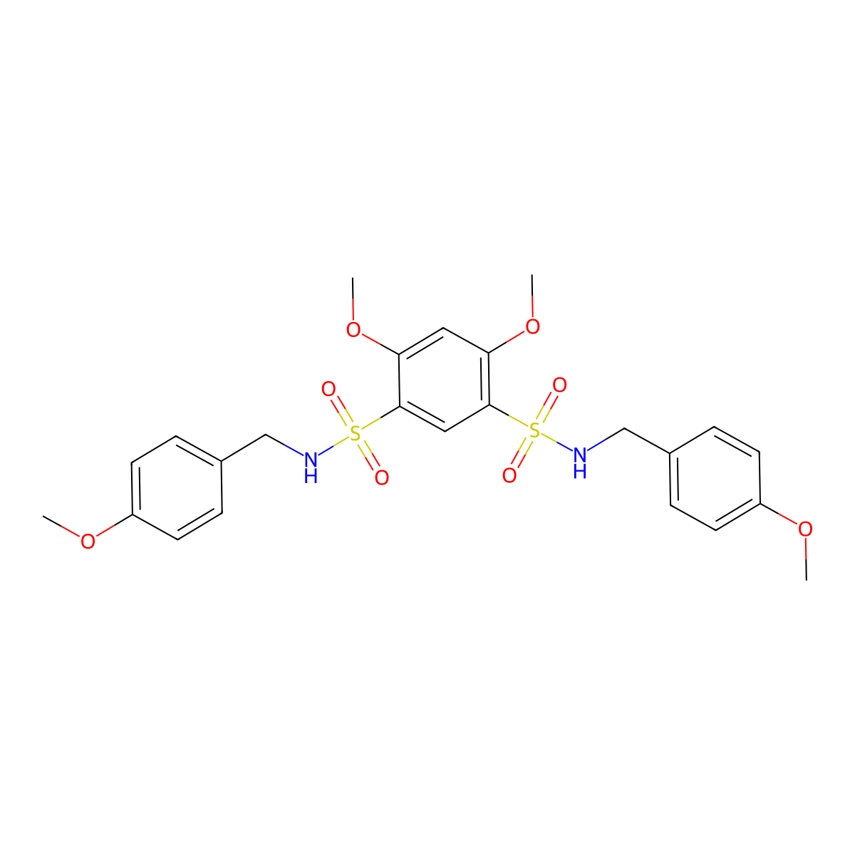 4,6-dimethoxy-N1,N3-bis(4-methoxybenzyl)benzene-1,3-disulfonamide molecular structure, CAS 2248836-29-3