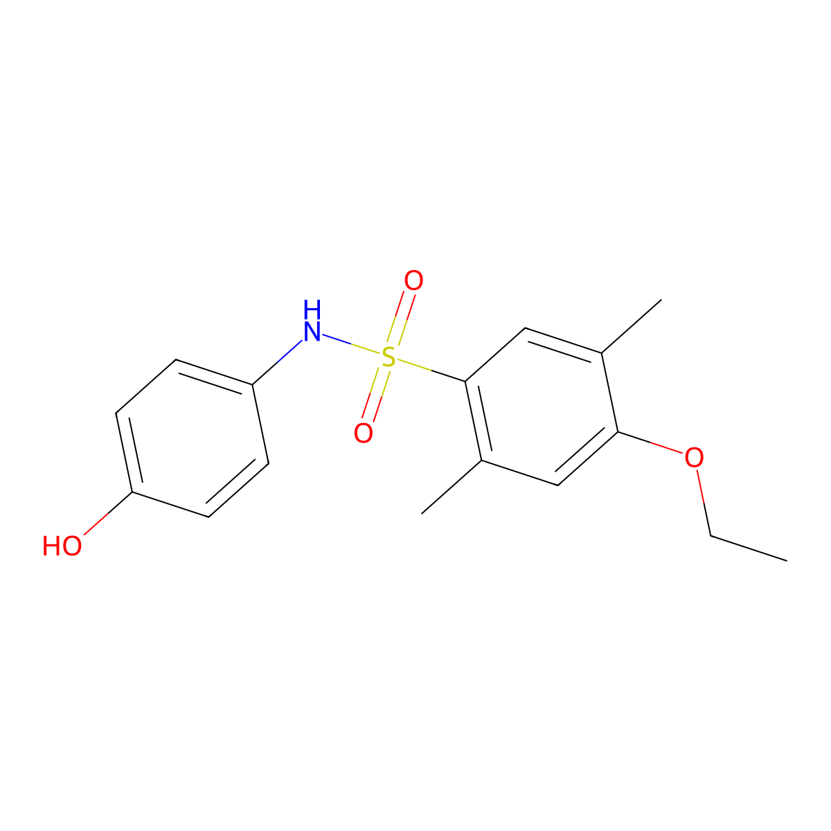 4-ethoxy-N-(4-hydroxyphenyl)-2,5-dimethylbenzene-1-sulfonamide molecular structure, CAS 2248869-15-8