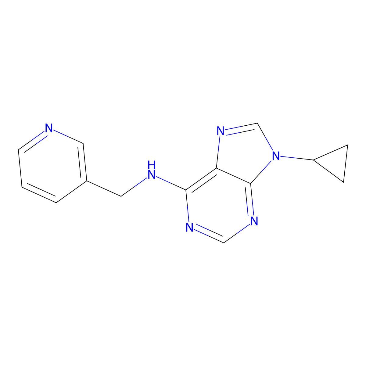 9-cyclopropyl-N-(pyridin-3-ylmethyl)purin-6-amine molecular structure, CAS 2248931-37-3