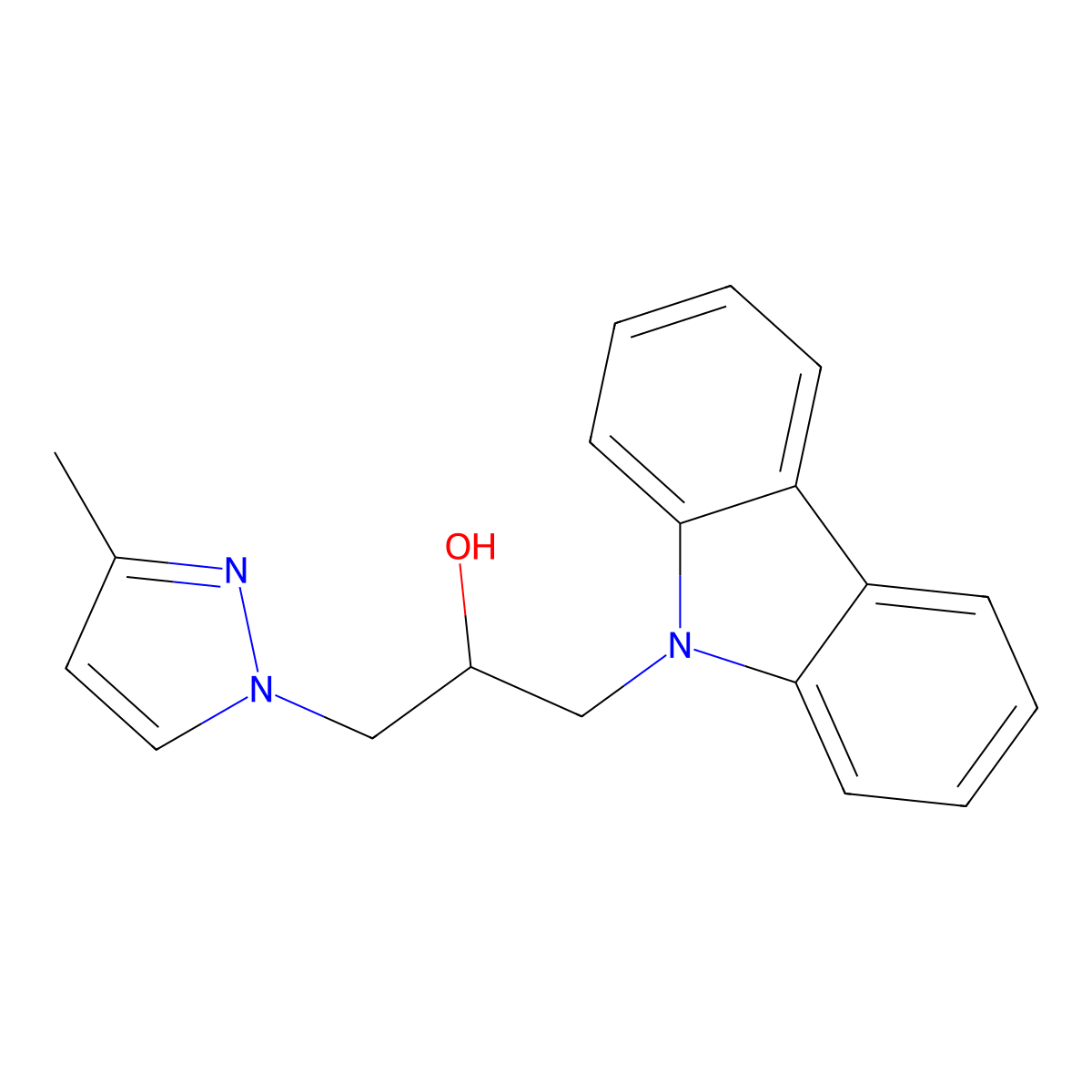 1-(9H-carbazol-9-yl)-3-(3-methyl-1H-pyrazol-1-yl)-2-propanol molecular structure, CAS 2248959-50-2
