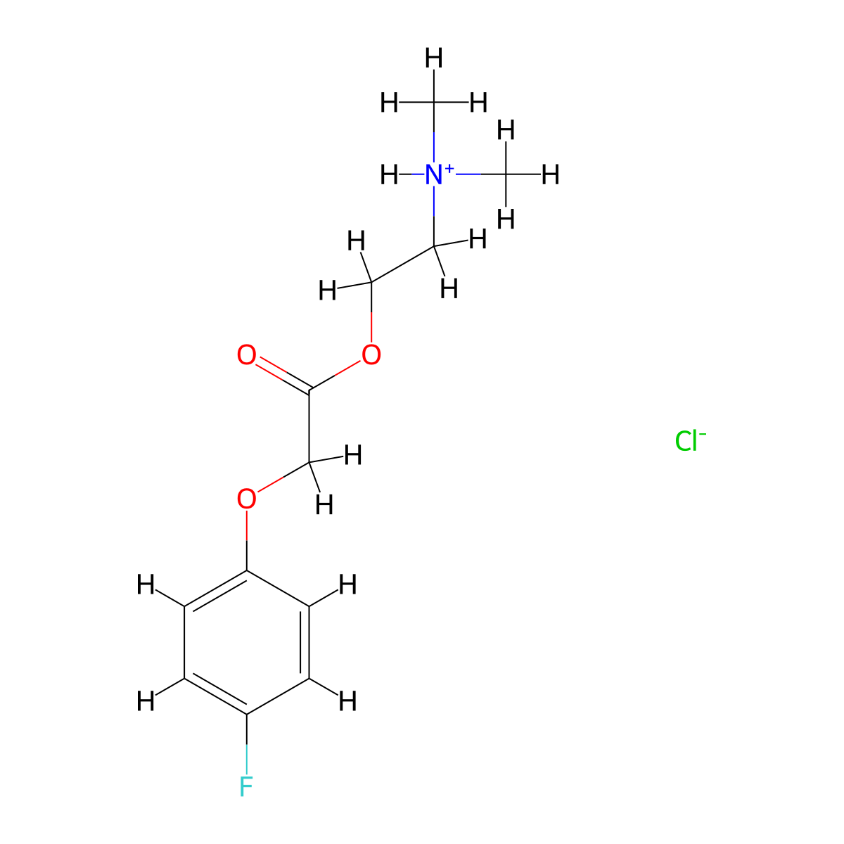 Acetic acid, p-fluorophenoxy-, 2-dimethylaminoethyl ester, hydrochloride molecular structure, CAS 2249-32-3