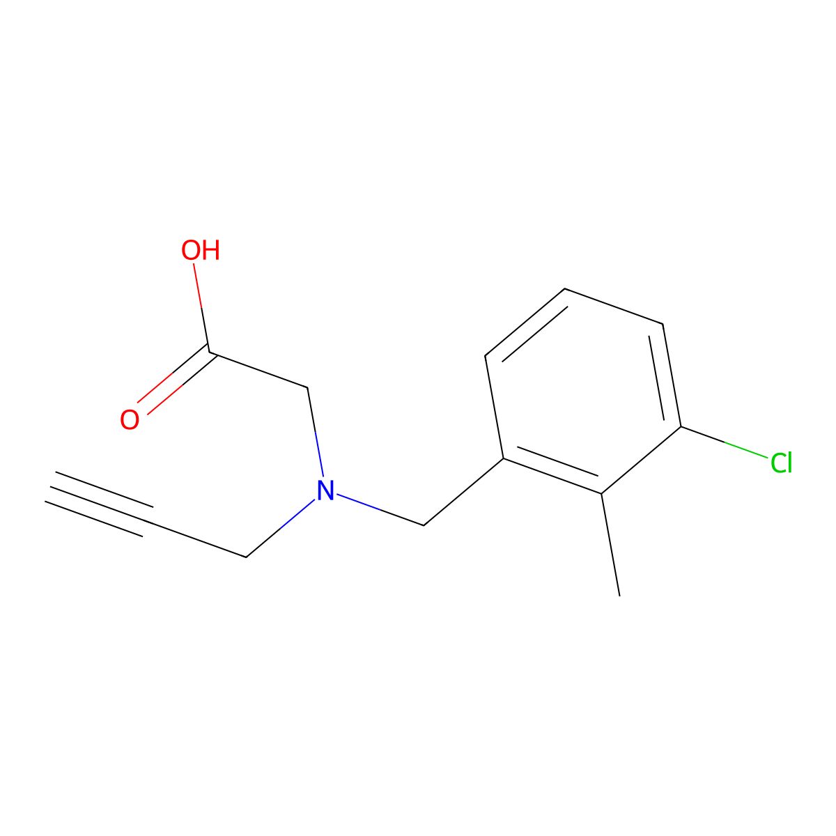 2-{[(3-Chloro-2-methylphenyl)methyl](prop-2-yn-1-yl)amino}acetic acid molecular structure, CAS 2249001-39-4