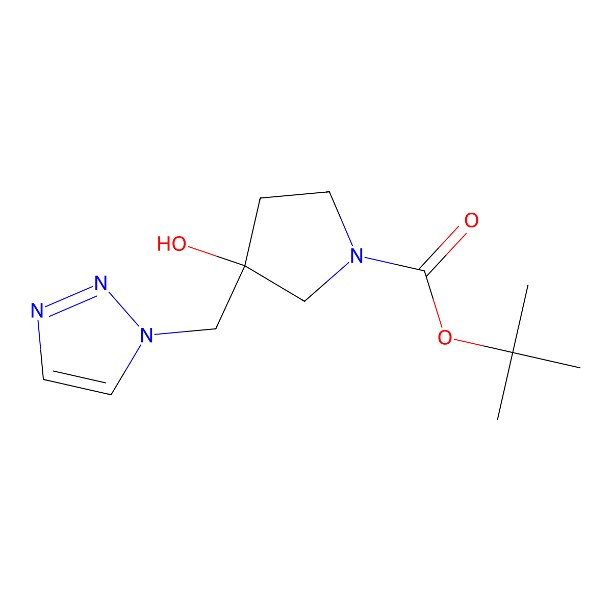 tert-butyl 3-hydroxy-3-[(1H-1,2,3-triazol-1-yl)methyl]pyrrolidine-1-carboxylate molecular structure, CAS 2249025-58-7